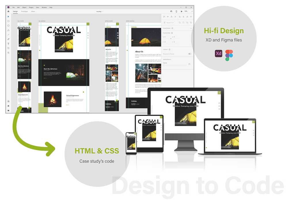 The design mockup and completed website