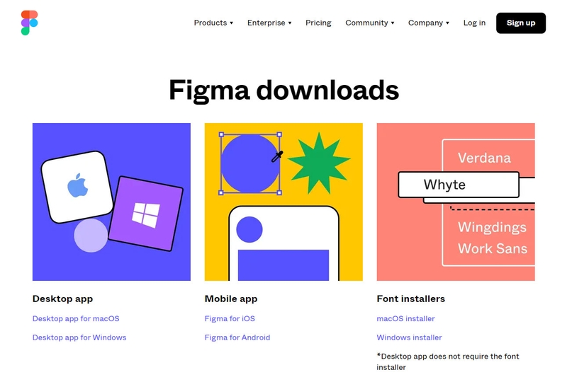 Figmaのダウンロードページ